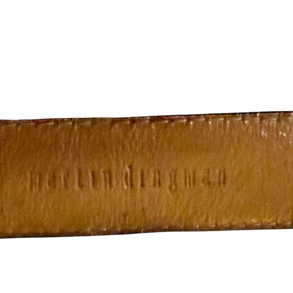 Vintage Martin Dingman Alligator Grain Italian Calfskin Brown Leather Belt 34